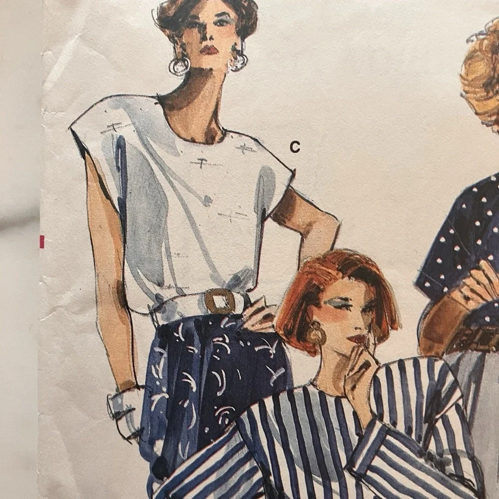 Very Easy Vogue 9812 Pattern Misses' Tops Size 14 16 18 Cut Vintage Business Pro